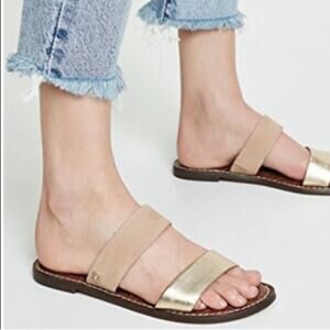 Sam Edelman Gala Two Strap Slide Sandals Gold Nude 10M